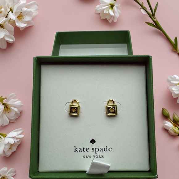 $59 MSRP Kate Spade “ Lock & Spade” Stud Earrings Gold Tone New With Tag & Box - Picture 6 of 17